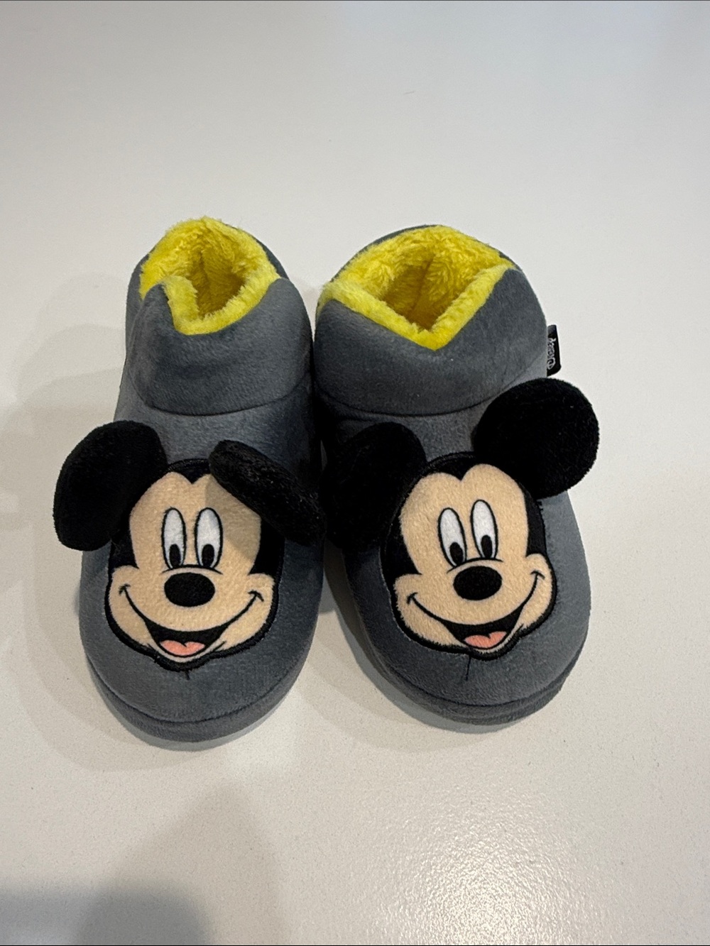 Disney Gray & Yellow Mickey Mouse Plush Kids Slippers